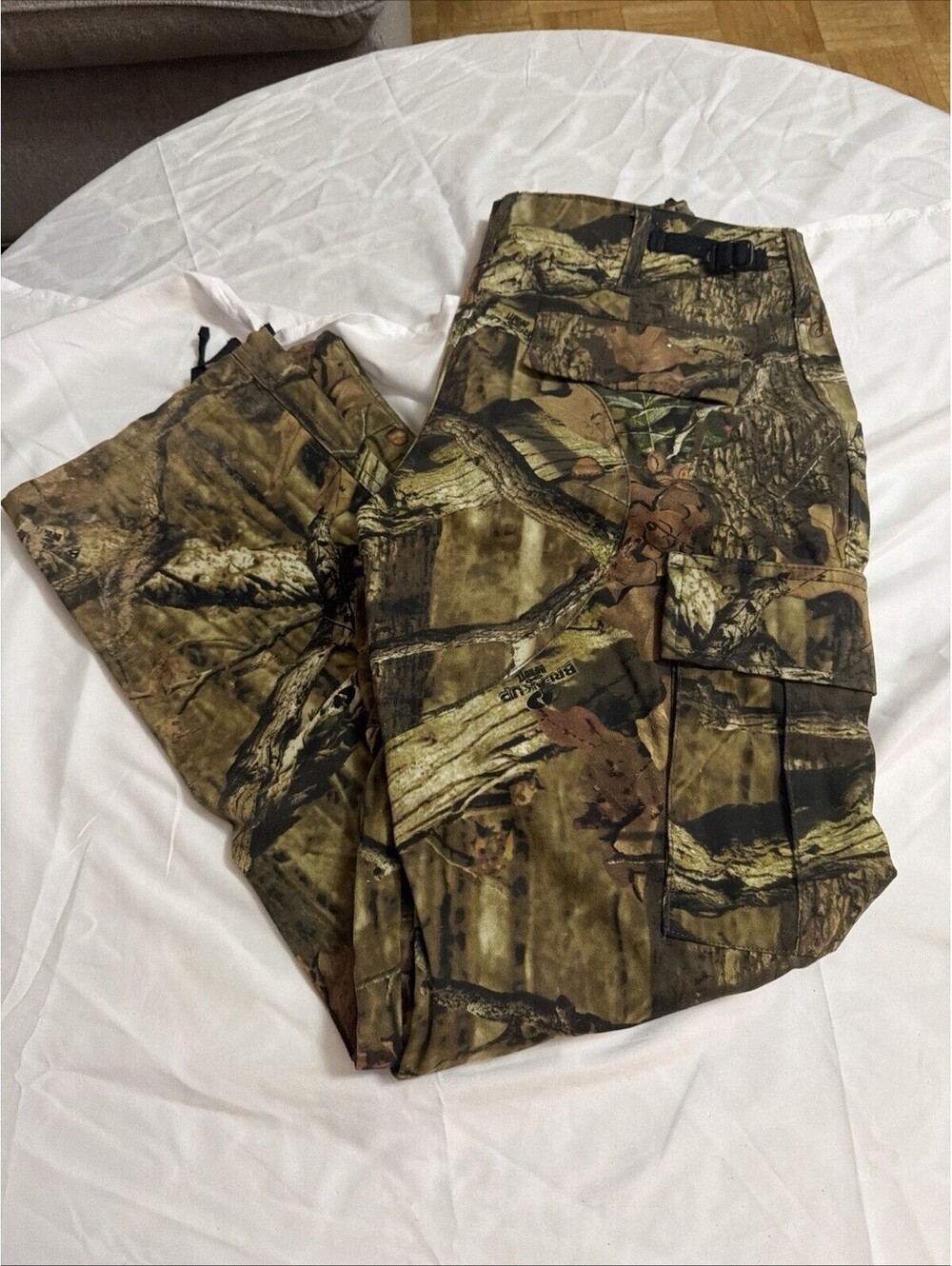 Red Head For Her Camo Cargo Small Pants Flat Front Ties At The Ankles